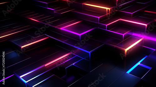  abstract geometric line lowing with colorful square. 3d render
