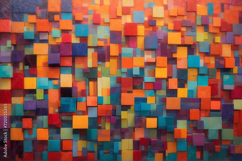 Multi Color Painted Block Illustrated Wall Backgroud Wallpaper Generative AI Multi Color Painted Block Illustrated Wall Backgroud Wallpaper Generative AI