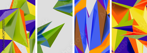 Set of mosaic triangle pattern abstract posters. Vector illustration For Wallpaper, Banner, Background, Card, Book Illustration, landing page