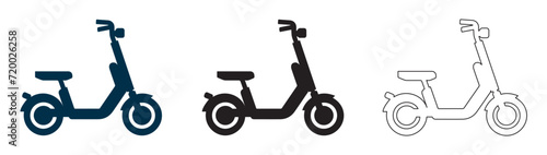 Black silhouette electric scooter icons set. Vector illustration