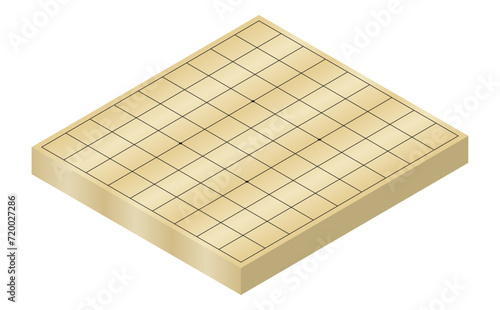 将棋盤　アイソメトリック　木目