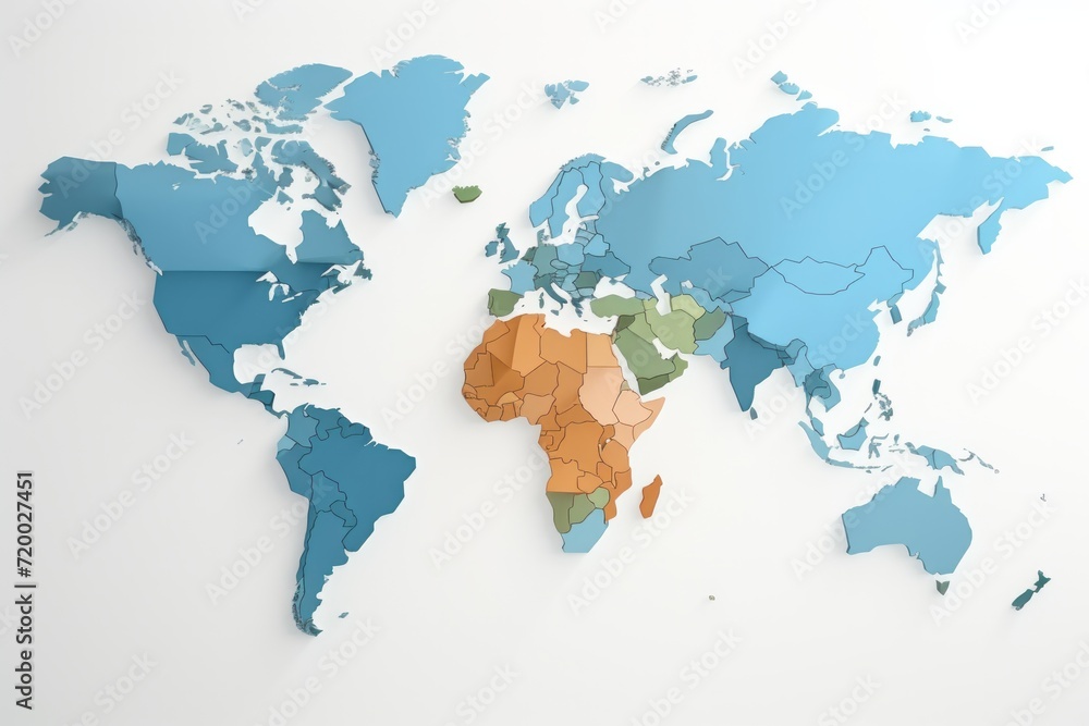 Obraz premium World Map Infographic, Highlighting Population Density and Urban Areas, on a White Background, Generative AI