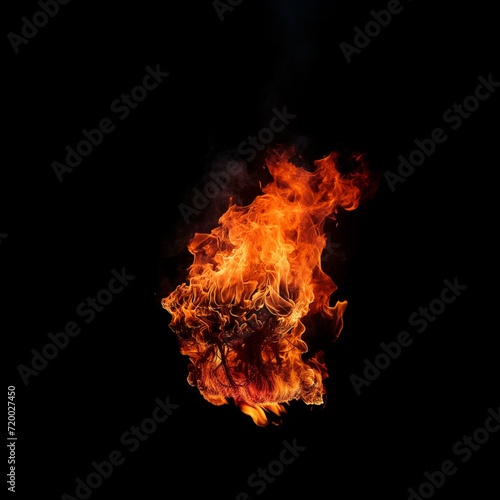 fire flame on isolated black background. burning spark and smoke red fire illustration