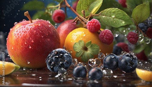 Fresh fruits assorted fruits background
