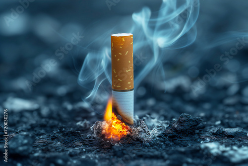 Closeup view of burning cigarette.