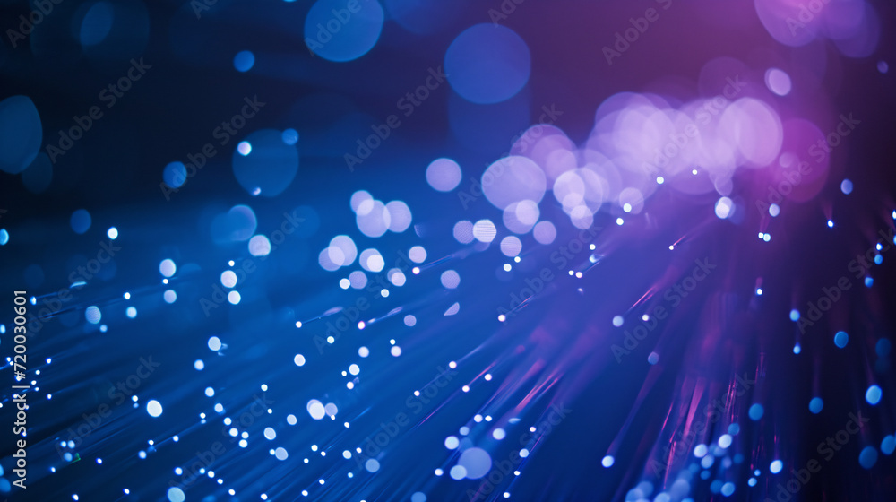 Obraz premium Abstract fiber optic cable bundle bright light, glowing flowing tech particle lines background 3D rendering