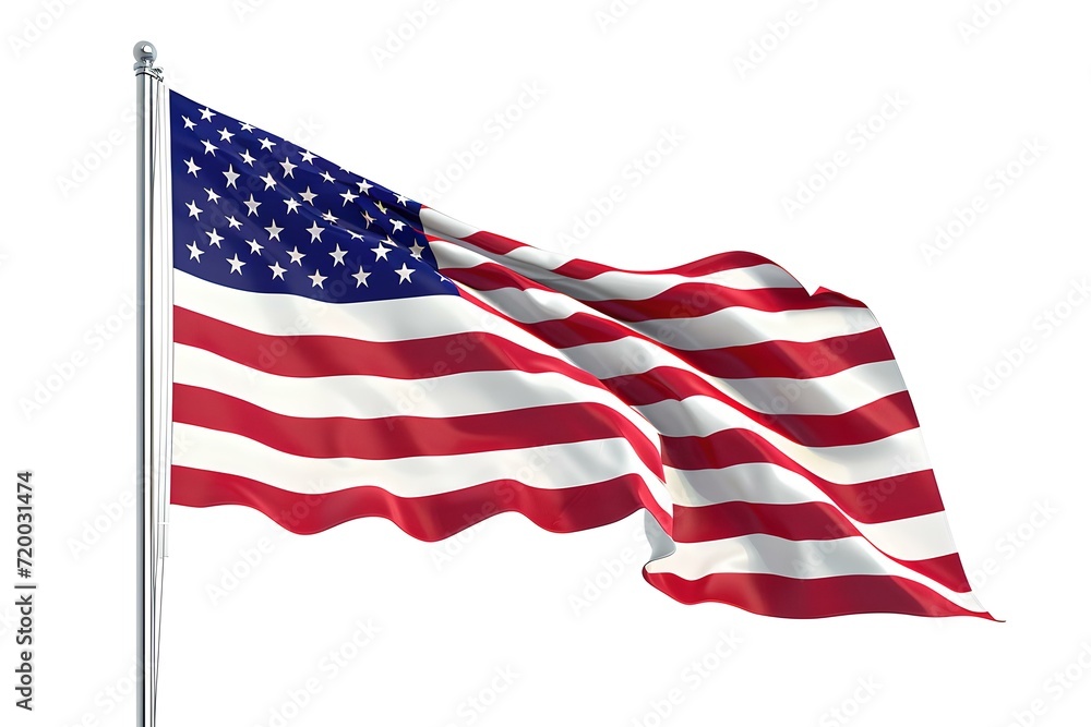 Obraz premium Proud and majestic american flag waving in the breeze. symbol of USA freedom and democracy. AI