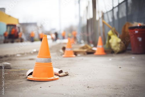 bright orange safety cones on a construction site