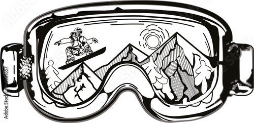 ski mask. vector. snowboard. mountains. print on a T-shirt