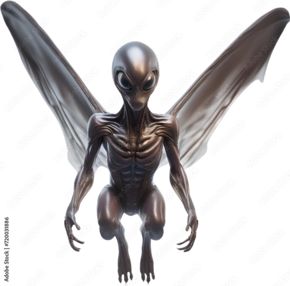 Close-up image of a skinny Alien. 