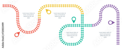 Railroad tracks, railway simple icon, rail track direction, train tracks colorful vector illustrations. Timeline Infographic elements, simple illustration on a white background.