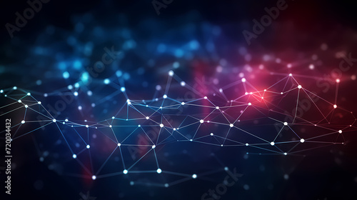 Futuristic technology background of digital glowing waves and network system