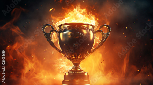 Golden cup on fire