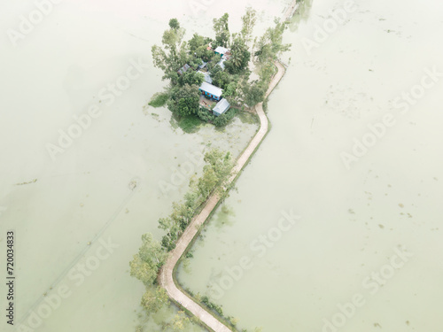 A Aerial view of a house in Jamalpur, Bangladesh photo