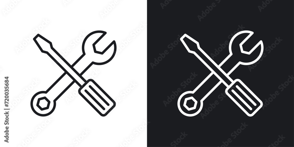 Repair tools icon designed in a line style on white background. - obrazy, fototapety, plakaty 