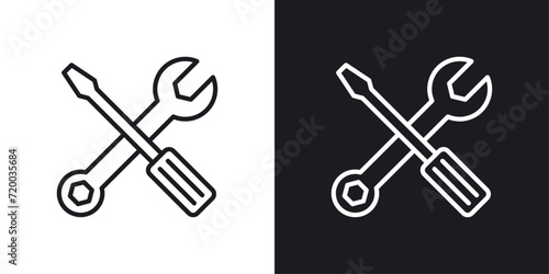 Repair tools icon designed in a line style on white background. photo