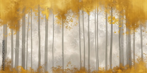 Golden Serenity  White and Gold Forest Aesthetic Wallpaper Art