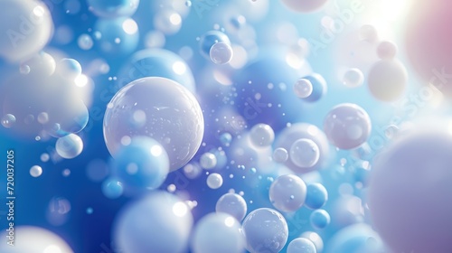 Abstract soft light with white and blue bubble ball background