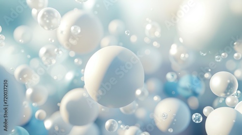 Abstract soft light with white and blue bubble ball background