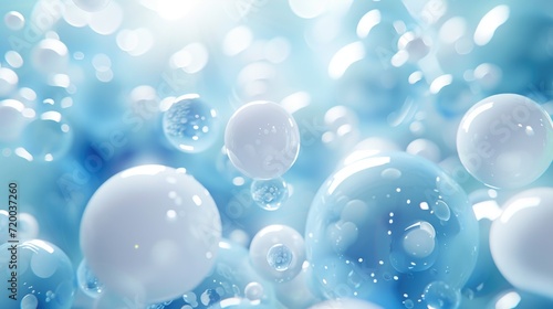 Abstract soft light with white and blue bubble ball background