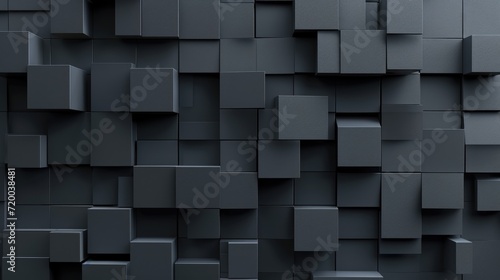 3d realistic dark wall of cubes abstract background