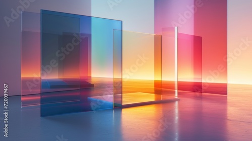 Transparent glass with gradient colors 3d background template