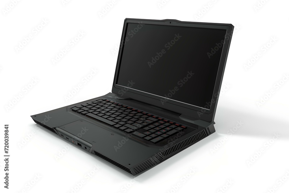 Sleek black laptop closed on white background. modern portable computer. ideal for business and education. AI Sleek black laptop closed on white background. modern portable computer. ideal for business and education. AI