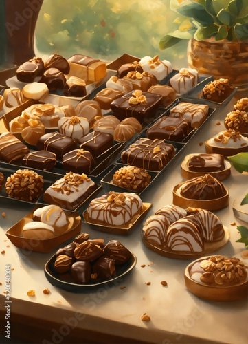 A beautiful illustration with handmade pralines