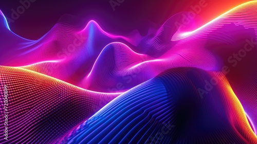 neon colorful curvy shape glowing in ultraviolet spectrum asbtract background photo