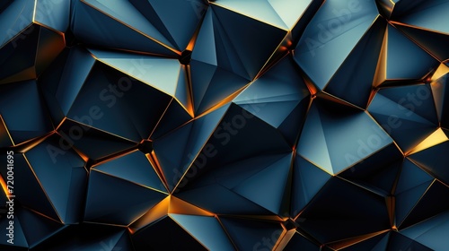 abstract 3d polygonal pattern luxury dark blue with gold photo
