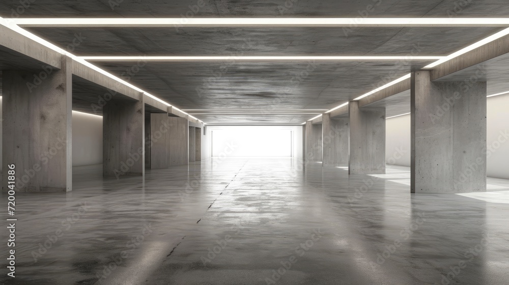 modern showroom with empty floor for car park and concrete corridor background template modern showroom with empty floor for car park and concrete corridor background template