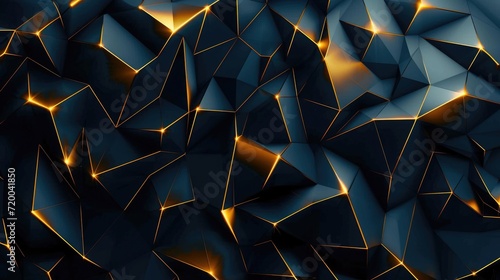 abstract 3d polygonal pattern luxury dark blue with gold