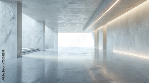 modern showroom with empty floor for car park and concrete corridor background template