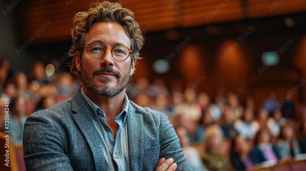 A businessman at an international business conference A businessman at an international business conference