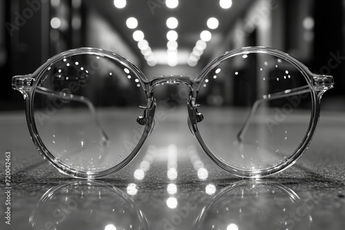 Glasses lying on the table. The concept of good eyesight photo