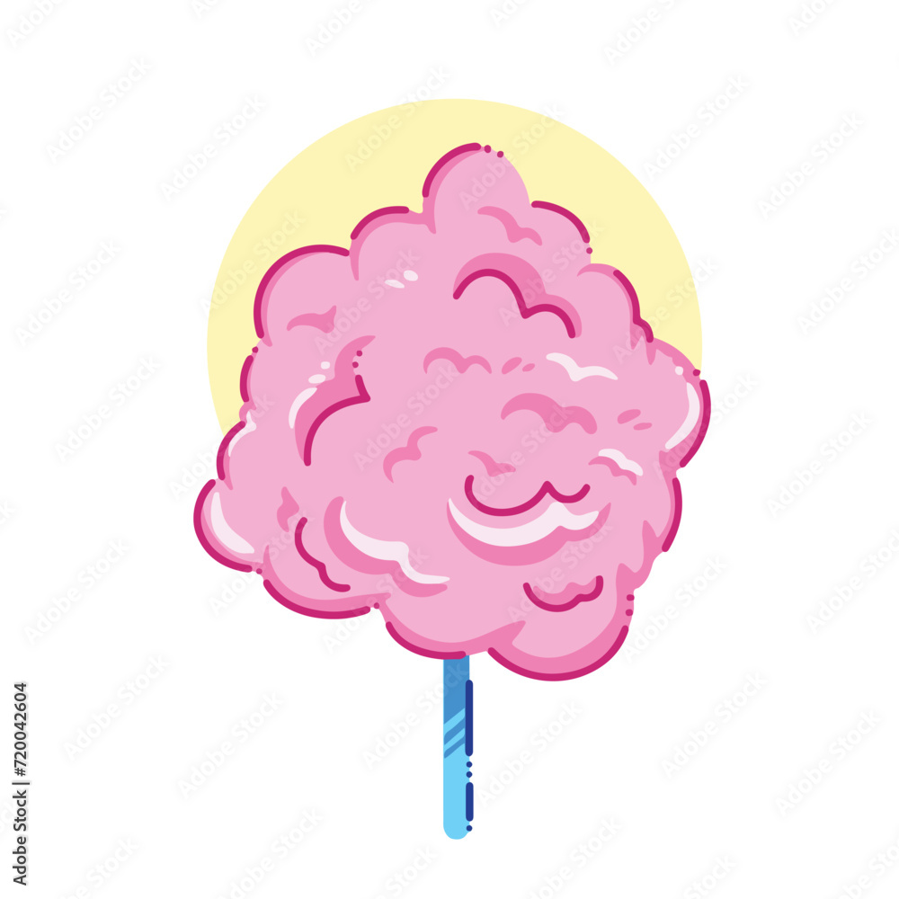 Cotton Candy vector illustration isolated on square white background. Simple flat full cute colored cartoon art styled for children drawing book, poster, or social media post decoration. Cotton Candy vector illustration isolated on square white background. Simple flat full cute colored cartoon art styled for children drawing book, poster, or social media post decoration.