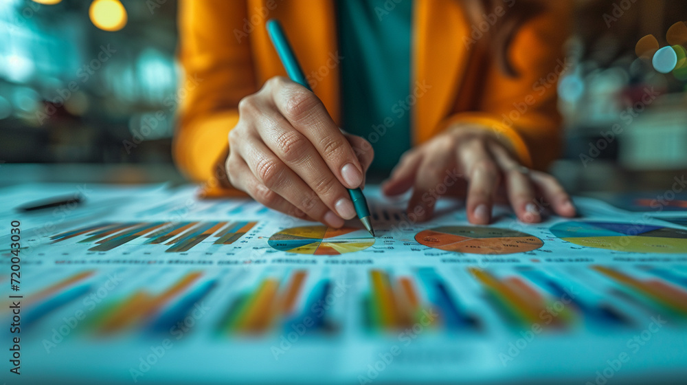 Business meeting, study of diagrams, vector diagrams, images of diagrams on the table Business meeting, study of diagrams, vector diagrams, images of diagrams on the table