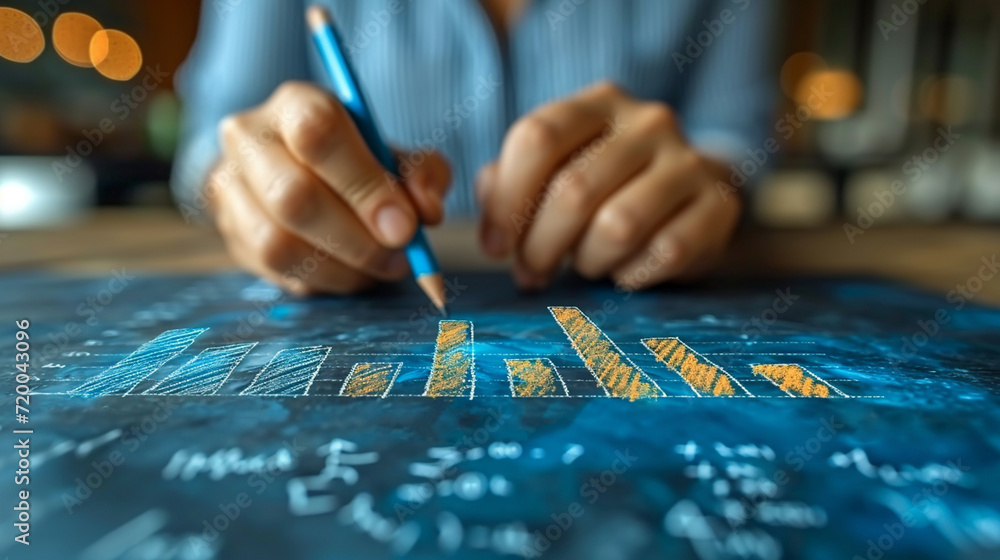 Naklejka premium Business meeting, study of diagrams, vector diagrams, images of diagrams on the table