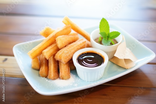churros with cinnamon sugar and chocolate dipping sauce