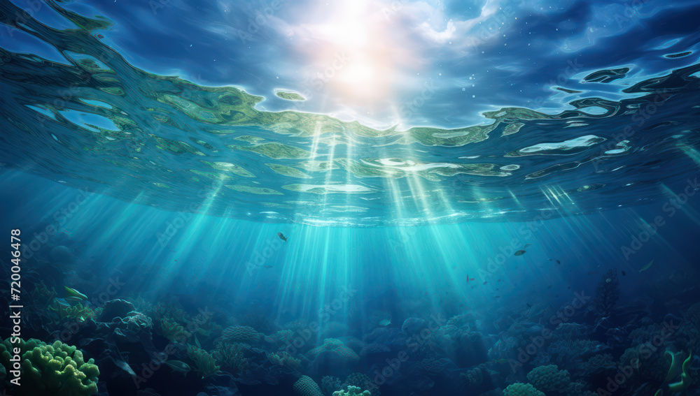 Underwater Sunbeam: Tranquility Beneath the Turquoise Sea
