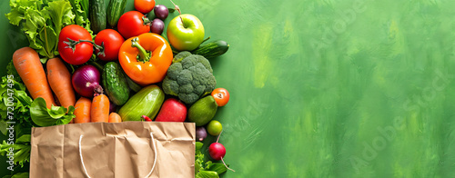 Shopping or delivery healthy food background