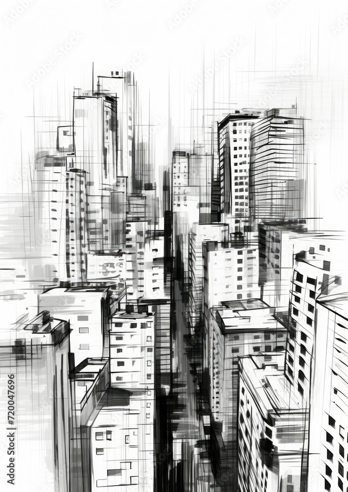 Illustration building city sketch design town skyscraper street architecture drawing