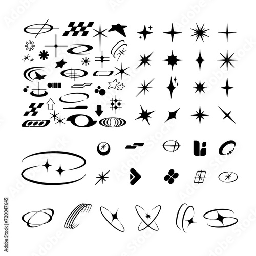 Vector abstract geometric graphic elements for design, Collection of various form, labels, retro futuristic assets