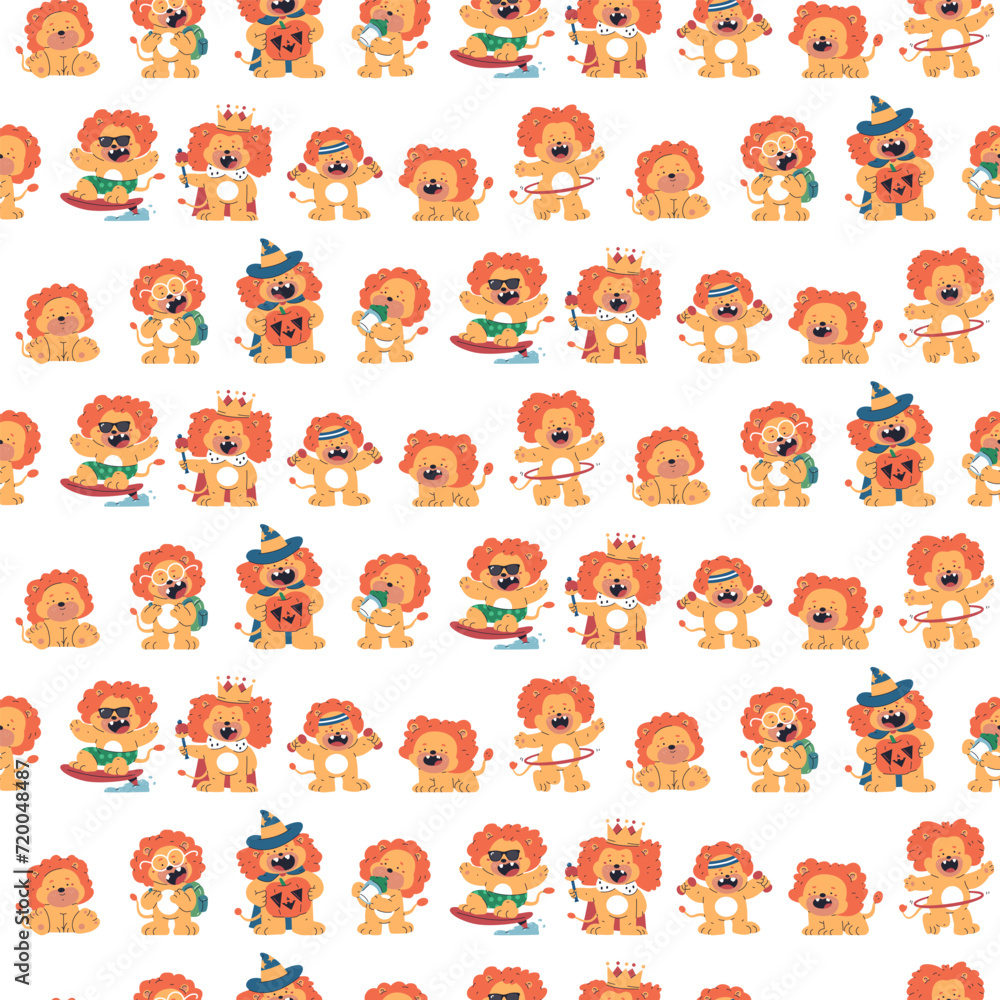 Lion clipart vector cartoon seamless pattern background for wallpaper, wrapping, packing, and backdrop. Lion clipart vector cartoon seamless pattern background for wallpaper, wrapping, packing, and backdrop.
