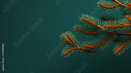 a branch of fir with bright orange branches on green  generative ai