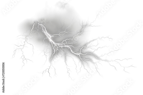 Realistic lightning strikes on transparent background  adding drama and intensity to your designs