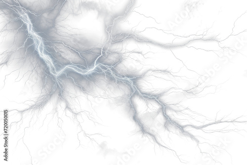 Realistic lightning strikes on transparent background, adding drama and intensity to your designs
