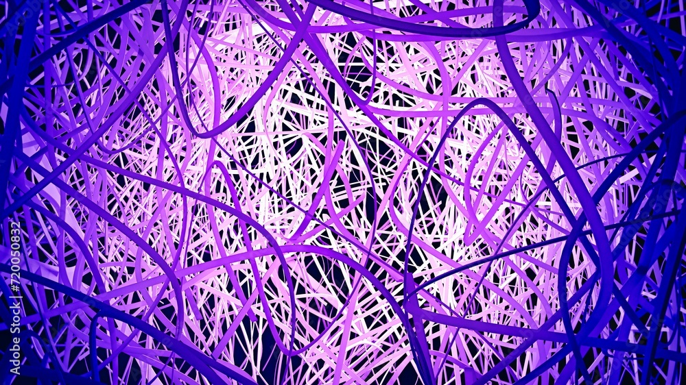 Abstract 3D illustration of a tangle of wires illuminated from within.