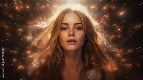 Portrait of Angelic Woman in a Surreal Dreamy Environment.