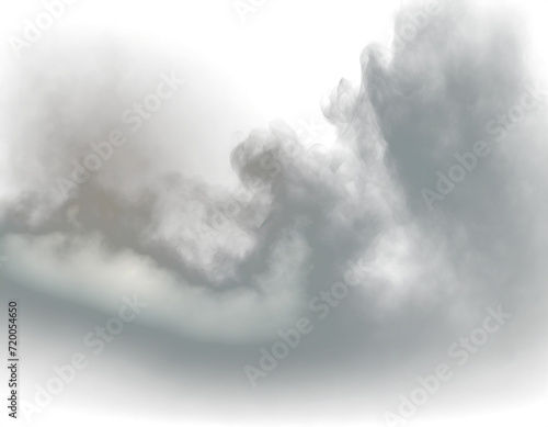 Realistic fog effect on transparent background, enhancing atmosphere and adding depth to your designs photo